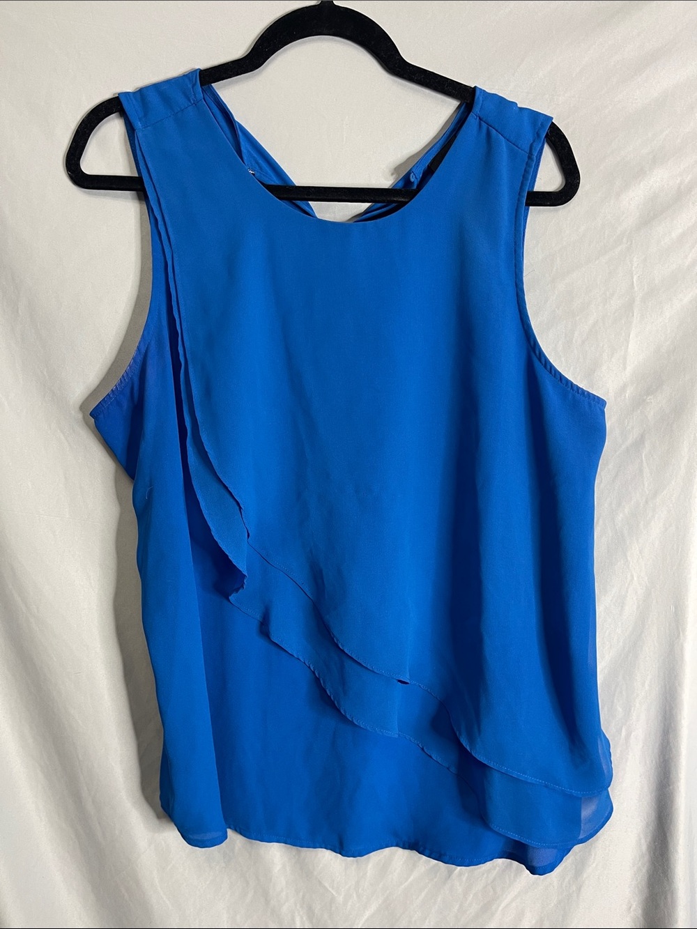 Worthington Royal Blue Sleeveless Ruffle-Front Camisole